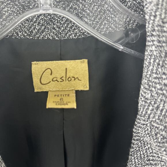 Caslon Blazer Women's S Tweed Black and White Open Front Pockets Career Jacket - Picture 2 of 5